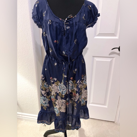 Johnny Was Dresses & Skirts - Johnny Was Floral Navy Blue Silk Dress Small